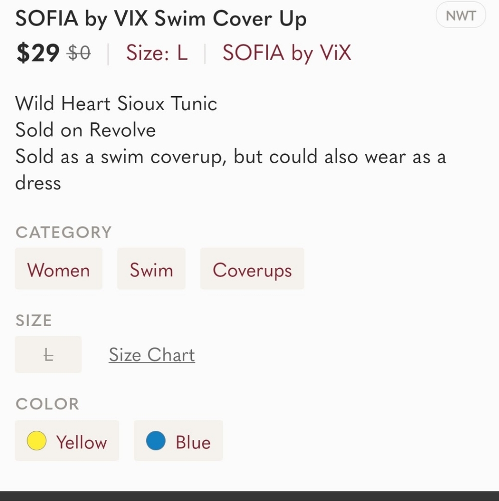 Nwt Sofia by vix Wild Heart Tunic Size Large - Picture 2 of 7